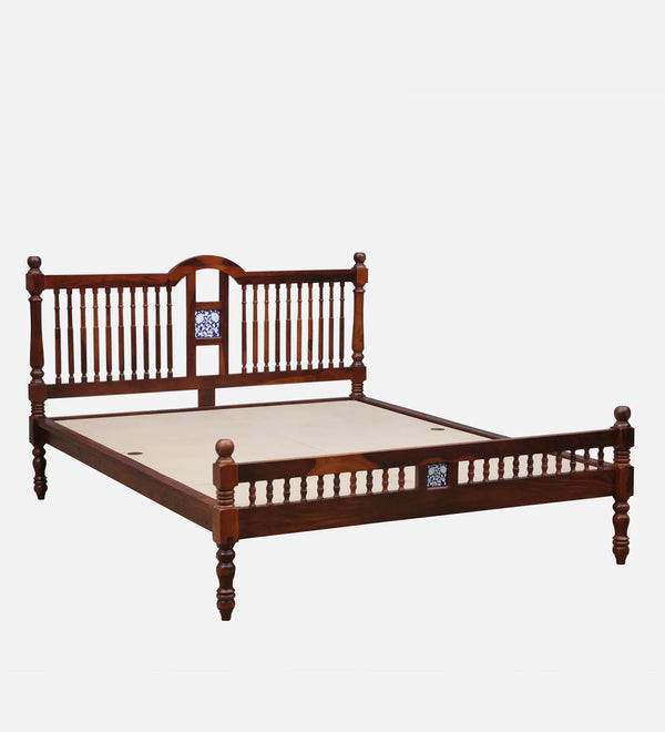 Nilaya Sheesham Wood Queen Size Bed In Honey Oak Finish (60 - 78 inch Mattress Size)