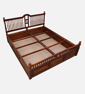 Nilaya Sheesham Wood King Size Bed In Honey Oak Finish With Box Storage (72 - 78 inch Mattress Size)
