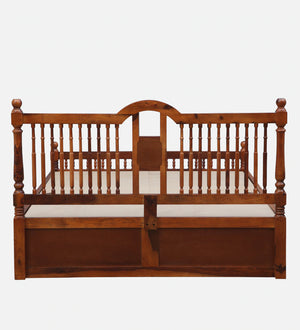 Nilaya Sheesham Wood Queen Size Bed In Honey Oak Finish With Box Storage (60 - 78 inch Mattress Size)