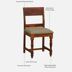 Rangrez Sheesham Wood 4 Seater Dining Set In Honey Oak Finish With Cushioned Chair