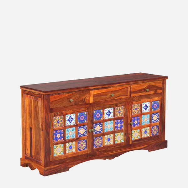 Rangrez Sheesham Wood Sideboard In Honey Oak