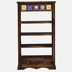 Rangrez Sheesham Wood Book Shelf In Provincial Teak Finish