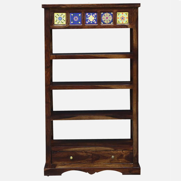 Rangrez Sheesham Wood Book Shelf In Provincial Teak Finish