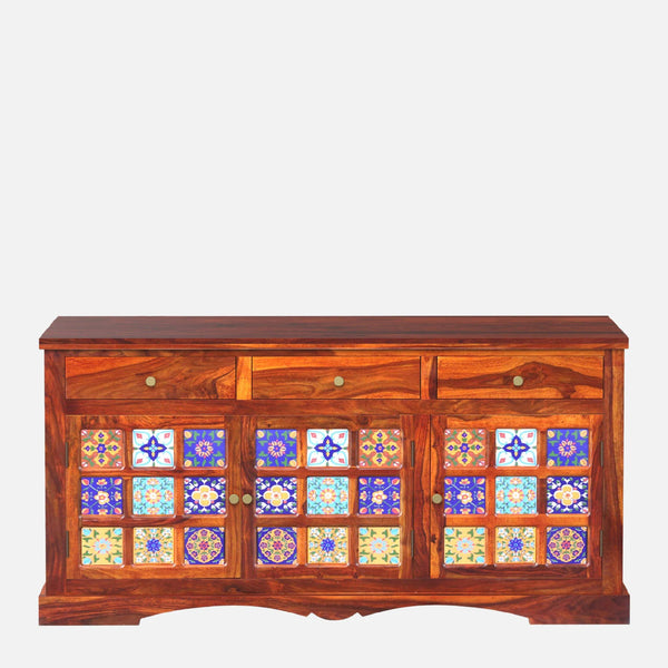 Rangrez Sheesham Wood Sideboard In Honey Oak