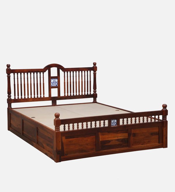 Nilaya Sheesham Wood Queen Size Bed In Honey Oak Finish With Box Storage (60 - 78 inch Mattress Size)