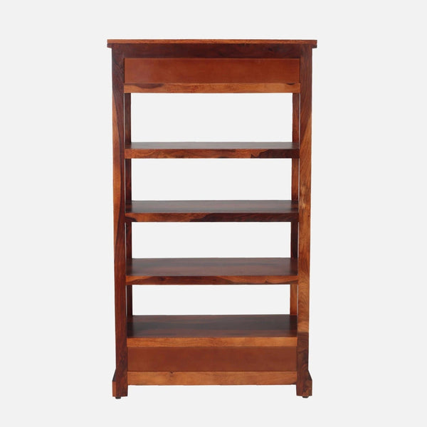 Rangrez Sheesham Wood Book Shelf In Honey Oak Finish