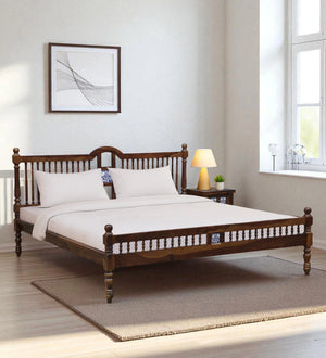 Nilaya Sheesham Wood King Size Bed In Provincial teak Finish (72 - 78 inch Mattress Size)