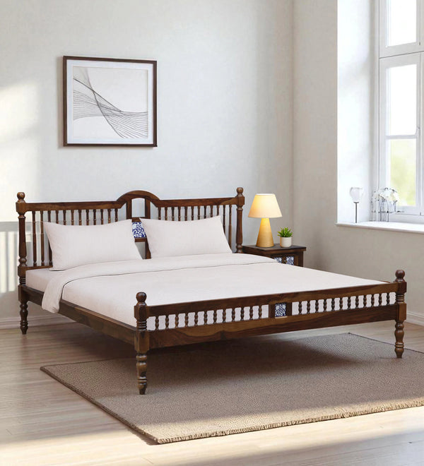 Nilaya Sheesham Wood King Size Bed In Provincial teak Finish (72 - 78 inch Mattress Size)