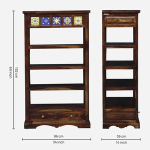 Rangrez Sheesham Wood Book Shelf In Provincial Teak Finish