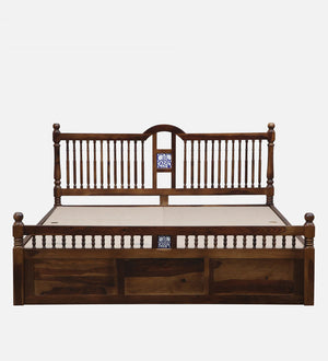 Nilaya Sheesham Wood King Size Bed In Provincial Teak Finish With Box Storage (72 - 78 inch Mattress Size)