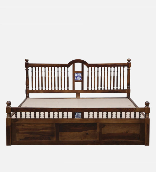 Nilaya Sheesham Wood King Size Bed In Provincial Teak Finish With Box Storage (72 - 78 inch Mattress Size)