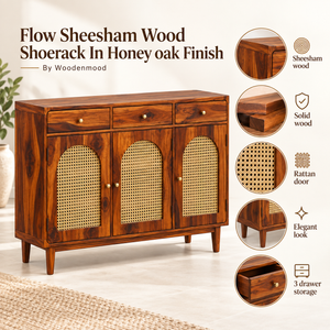 Flow Sheesham Wood  Shoerack In Provincial Teak Finish
