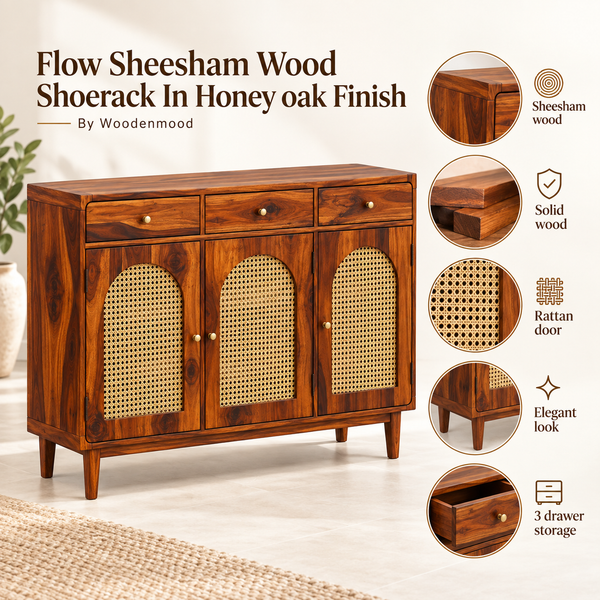 Flow Sheesham Wood  Shoerack In Provincial Teak Finish