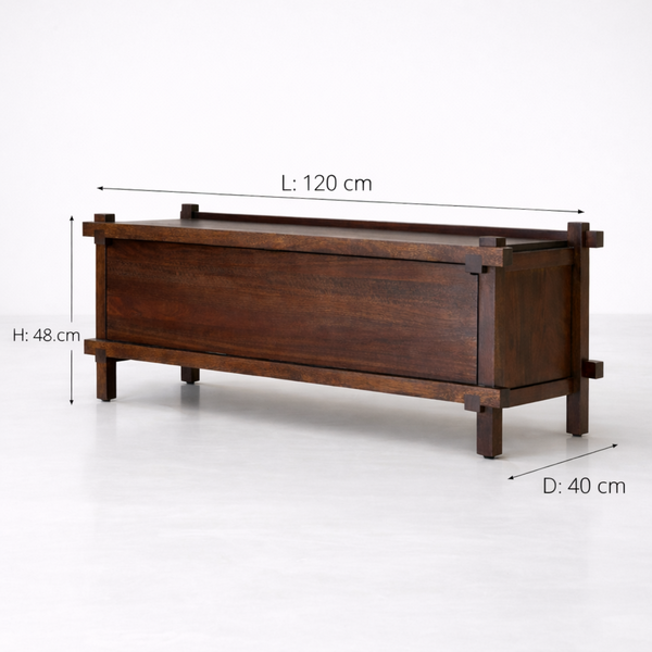 Diner Solid Mango Wood TV Unit 1 Door In Provincial Teak Finish