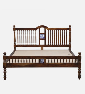 Nilaya Sheesham Wood Queen Size Bed In Provincial teak Finish (60 - 78 inch Mattress Size)