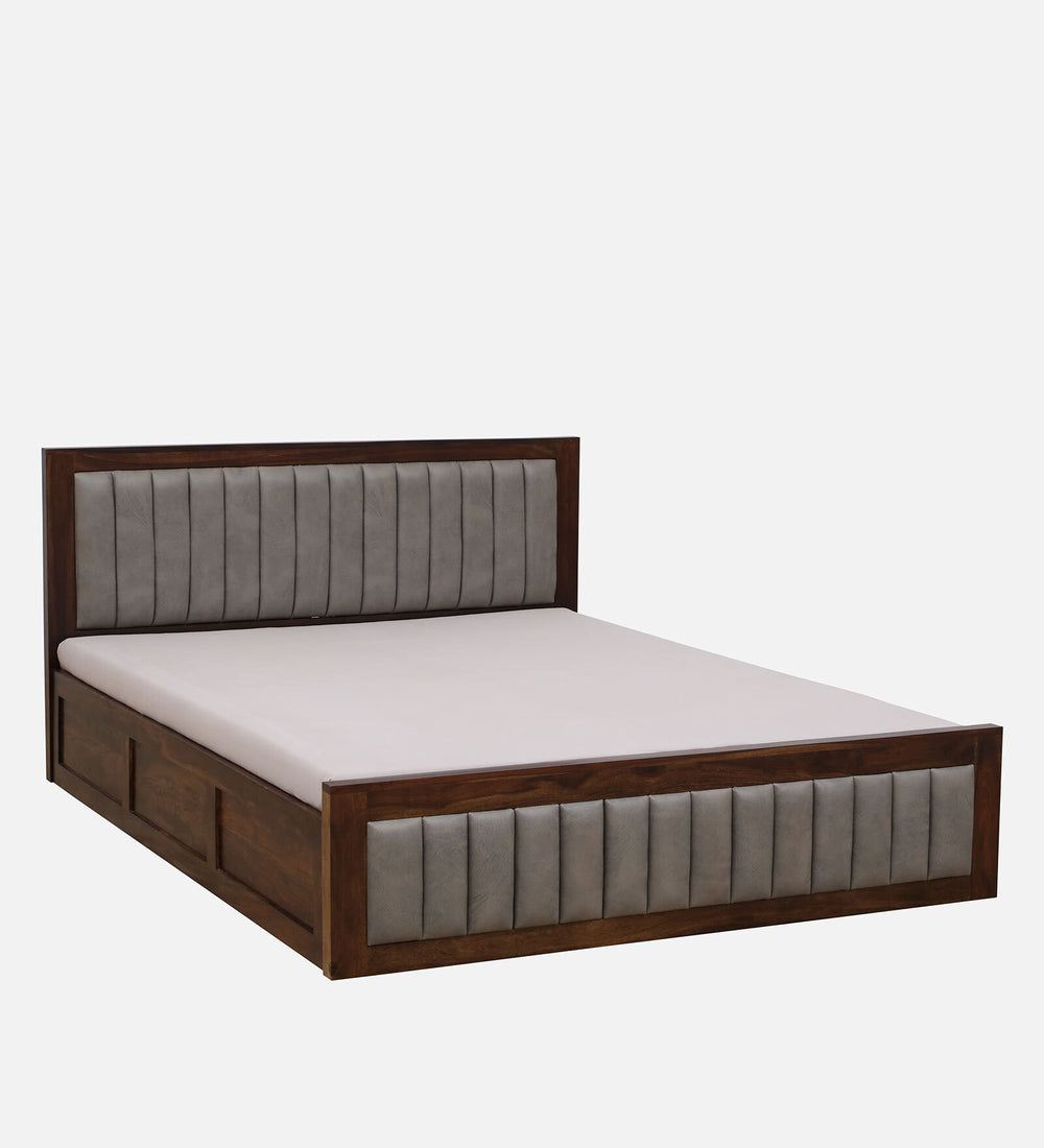 Dijon Sheesham Wood Queen Size Bed in Provincial Teak Finish With Box Storage