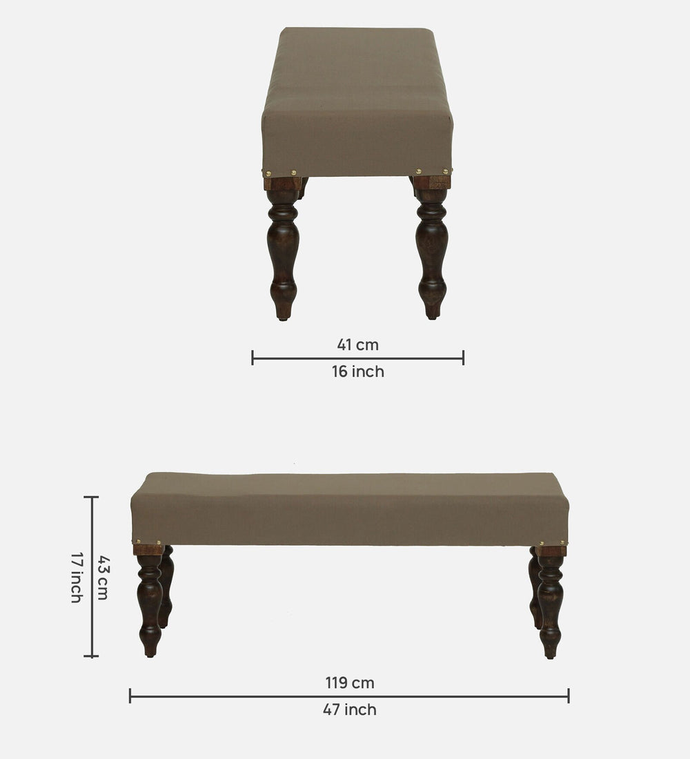 Laasya Sheesham Wood Upholstered Bench In Walnut Finish