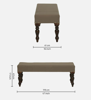Laasya Sheesham Wood Upholstered Bench In Walnut Finish