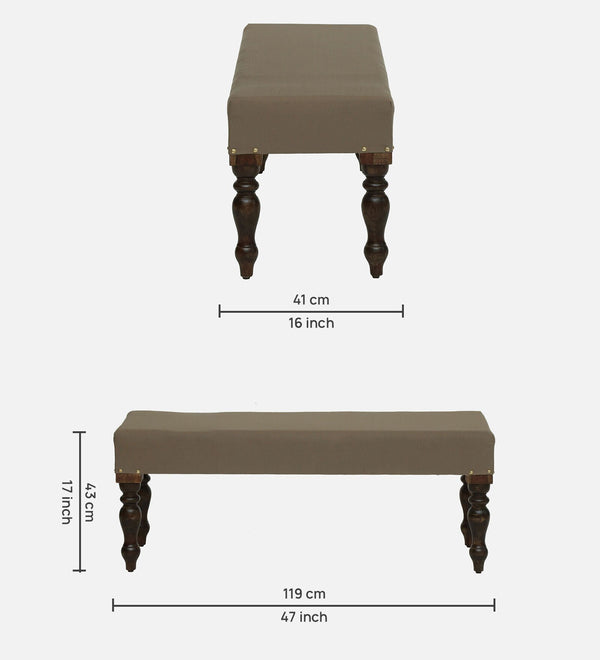 Laasya Sheesham Wood Upholstered Bench In Walnut Finish