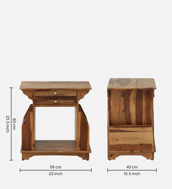 Nrby Sheesham Wood End Table In Rustic Teak Finish