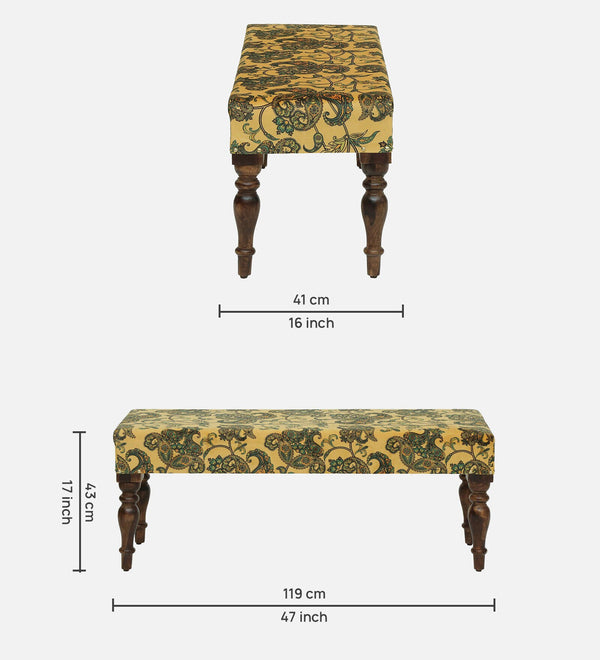 Gulika Solid Wood Upholstered Bench In Walnut Finish