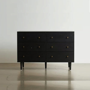 Rowling Solid Wood Chest Of 6 Drawers In Matte Black Finish