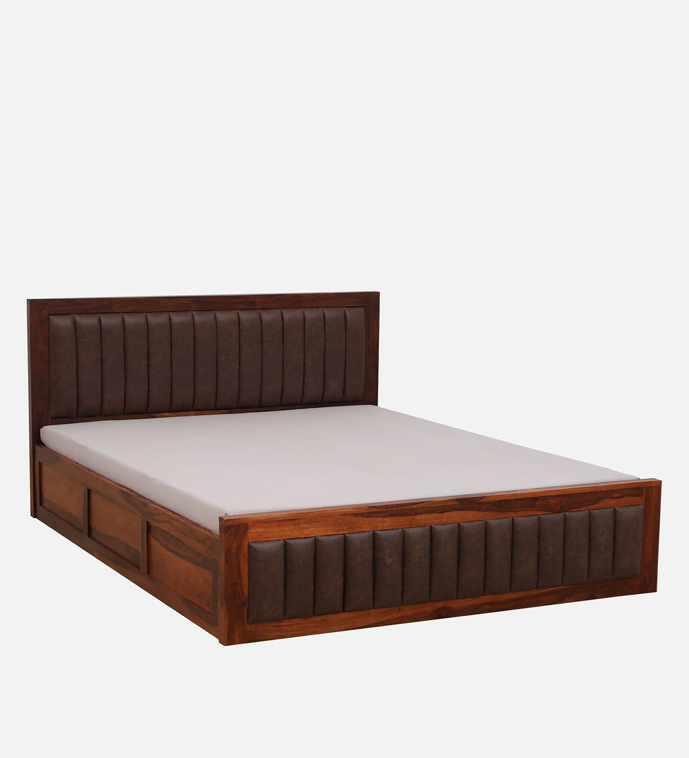 Dijon Sheesham Wood Queen Size Bed in Honey Oak Finish With Box Storage
