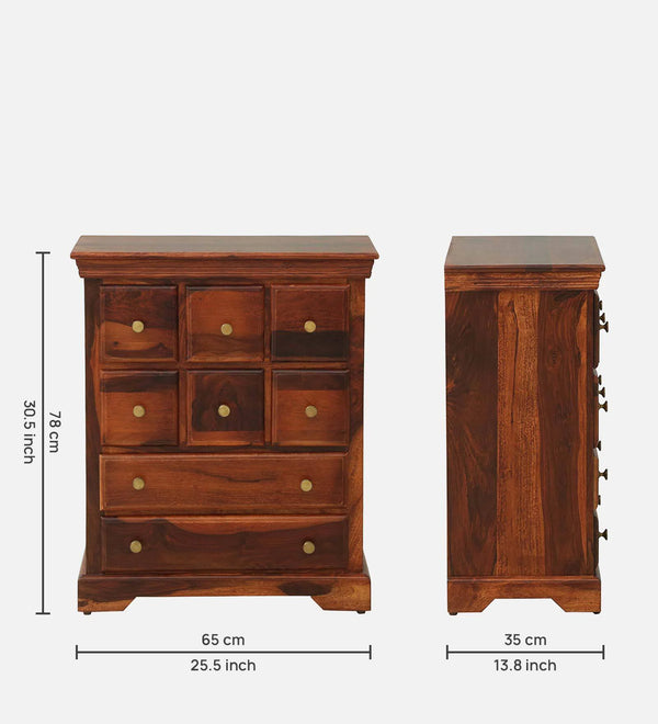 Chitrinee Sheesham Wood Chest Of Drawers In Honey Oak Finish
