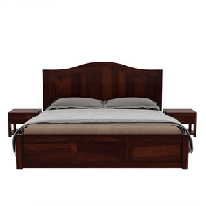 Sniu Sheesham Wood Queen Size Bed In Walnut Finish With Box Storage (60 x 78 inches)