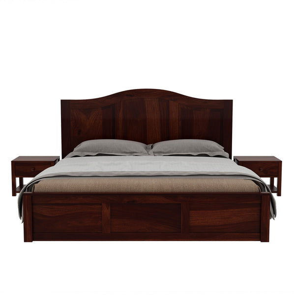 Sniu Sheesham Wood Queen Size Bed In Walnut Finish With Box Storage (60 x 78 inches)