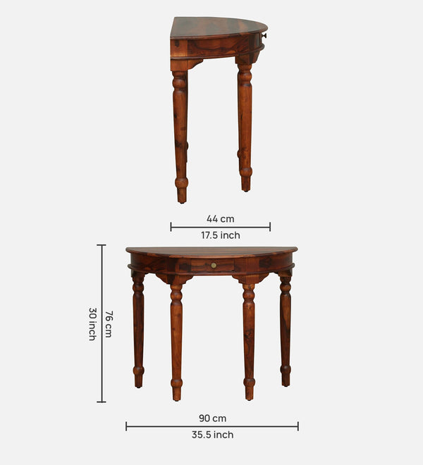 Abney Sheesham Wood Console Table In Honey Oak Finish