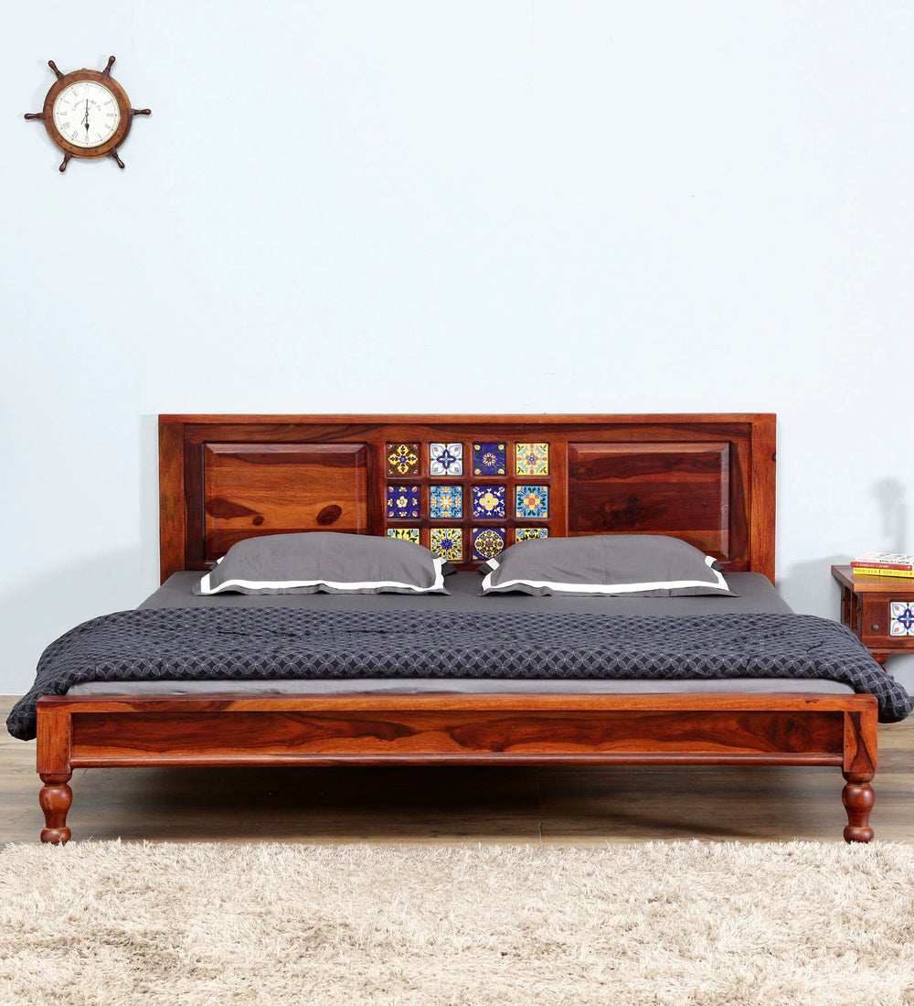 Rangrez Solid Wood King Size Bed In Honey Oak Finish (72 - 78 inch Mattress Size)