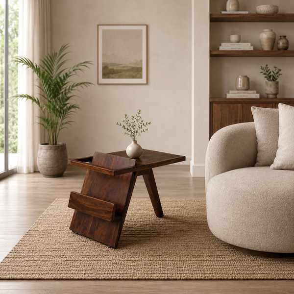 Mora Sheesham Wood End Table In Provincial Teak Finish By Woodsworth