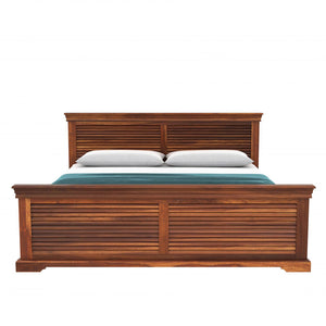 Hearti Sheesham Wood Queen Size Bed In Teak Finish With Box Storage (60 x 78 inches)