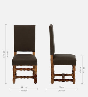 Ivaan Solid Wood Upholstered Dining Chair In Grey Colour