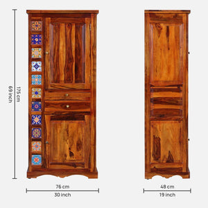 Rangrez Sheesham Wood Bar Cabinet In Honey Oak Finish