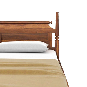 Bala Sheesham Wood Queen Size Bed In Teak Finish Without Storage (60 x 78 inches)