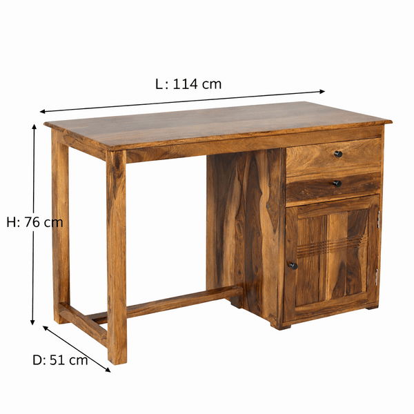 lina Sheesham Wood Study Table in Teak Finish