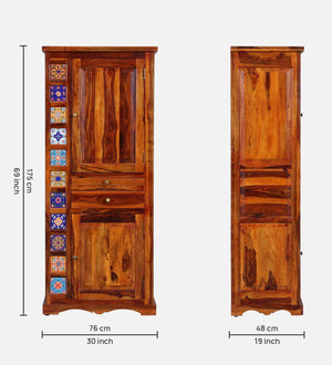 Rangrez Sheesham Wood Bar Cabinet In Honey Oak Finish