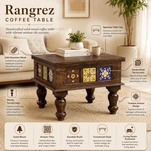 Rangrez Sheesham Wood Coffee Table In Provincial Teak Finish