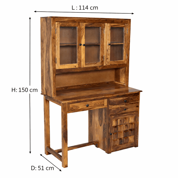 Deo Sheesham Wood Study Table in Teak Finish