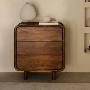 Nara Solid mango wood Chest of drawer with 3 Drawer in Provincial Teak Finish