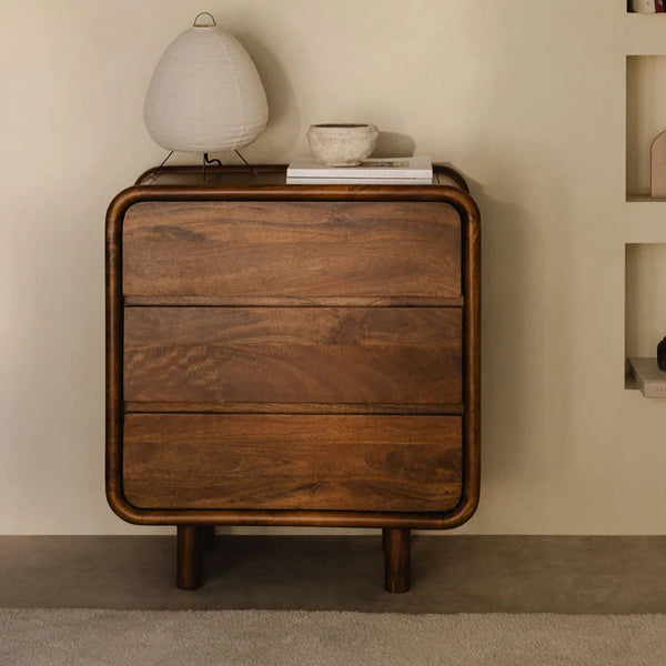 Nara Solid mango wood Chest of drawer with 3 Drawer in Provincial Teak Finish