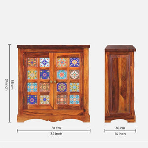 Rangrez Sheesham Wood Cabinet In Honey Oak Finish