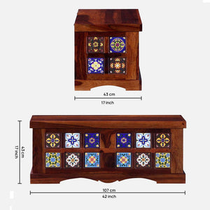 Rangrez Sheesham Wood Trunk in Honey Oak Finish