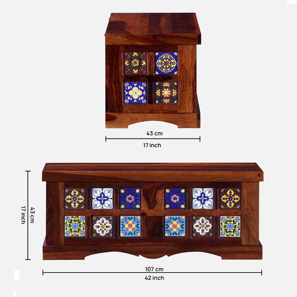 Rangrez Sheesham Wood Trunk in Honey Oak Finish