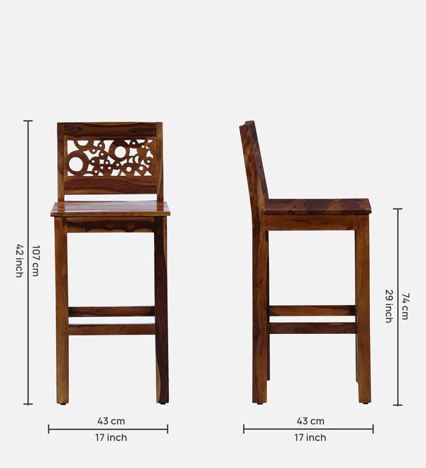 Lifty  Sheesham Wood Bar Table Set in Provincial Teak Finish With 2 Chairs