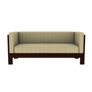 Prashiv 3 Seater Wooden Sofa (Creame Colour, Walnut Finish)
