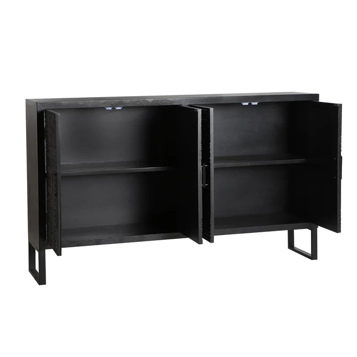 Admire Solid Mango wood Sideboard with 4 Door in Dark Finish with Metal Base