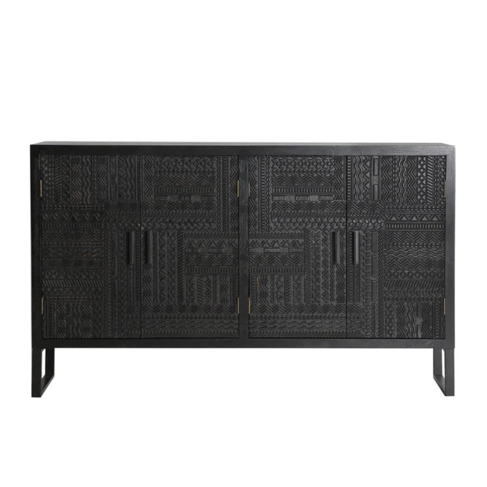 Admire Solid Mango wood Sideboard with 4 Door in Dark Finish with Metal Base